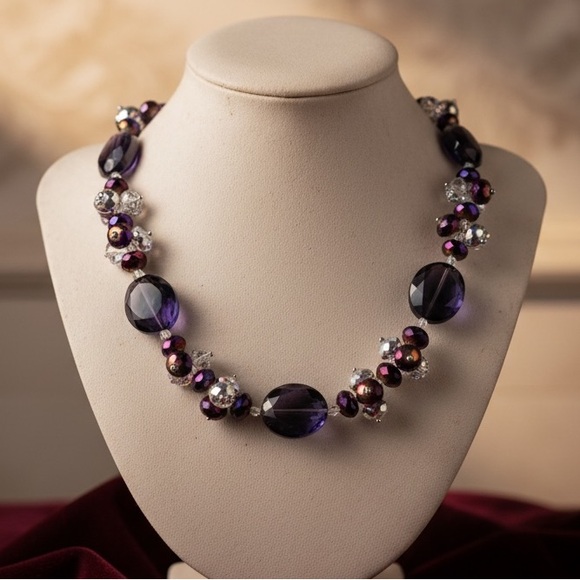 Swarovski Jewelry - Vintage Swarovski Purple Crystal Aurora Borealis Statement Necklace Choker
